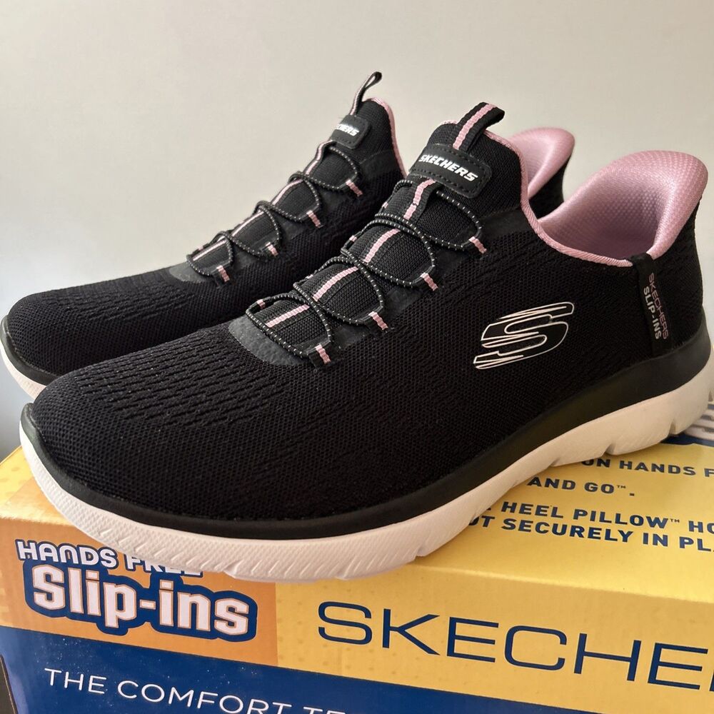 Skechers Women's Size 10 Summits Dream Chaser Slip-On Sneakers Black EUC